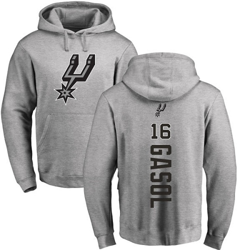 NBA Nike San Antonio Spurs #16 Pau Gasol Ash Backer Pullover Hoodie