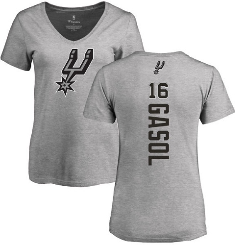 NBA Women's Nike San Antonio Spurs #16 Pau Gasol Ash Backer T-Shirt
