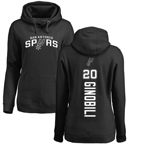 NBA Women's Nike San Antonio Spurs #20 Manu Ginobili Black Backer Pullover Hoodie