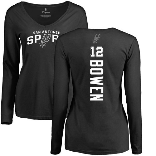 NBA Women's Nike San Antonio Spurs #12 Bruce Bowen Black Backer Long Sleeve T-Shirt