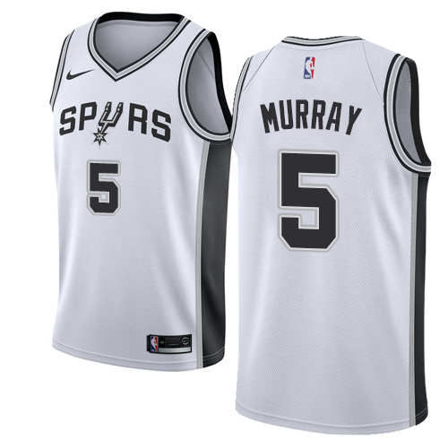 Men's Nike San Antonio Spurs #5 Dejounte Murray Swingman White Home NBA Jersey - Association Edition