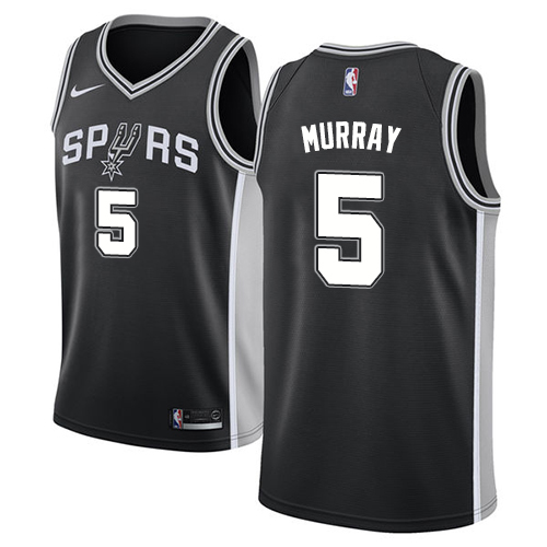 Men's Nike San Antonio Spurs #5 Dejounte Murray Swingman Black Road NBA Jersey - Icon Edition