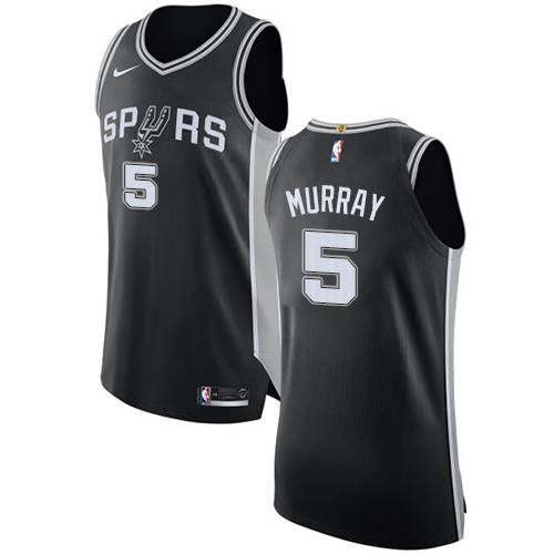 Youth Nike San Antonio Spurs #5 Dejounte Murray Authentic Black Road NBA Jersey - Icon Edition