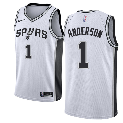 Men's Nike San Antonio Spurs #1 Kyle Anderson Authentic White Home NBA Jersey - Association Edition