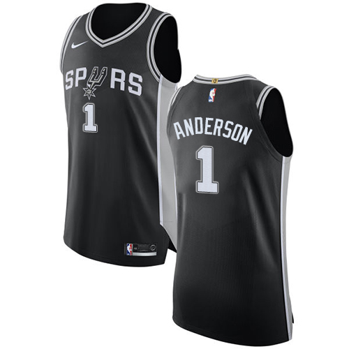 Men's Nike San Antonio Spurs #1 Kyle Anderson Authentic Black Road NBA Jersey - Icon Edition