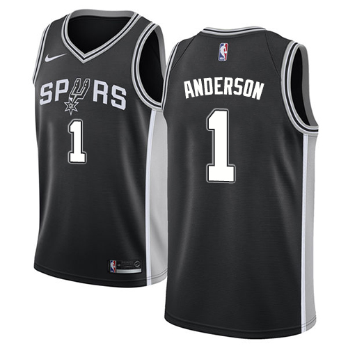 Men's Nike San Antonio Spurs #1 Kyle Anderson Swingman Black Road NBA Jersey - Icon Edition