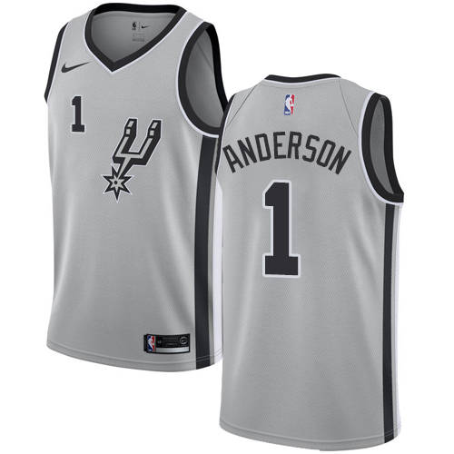 Men's Nike San Antonio Spurs #1 Kyle Anderson Authentic Silver Alternate NBA Jersey Statement Edition