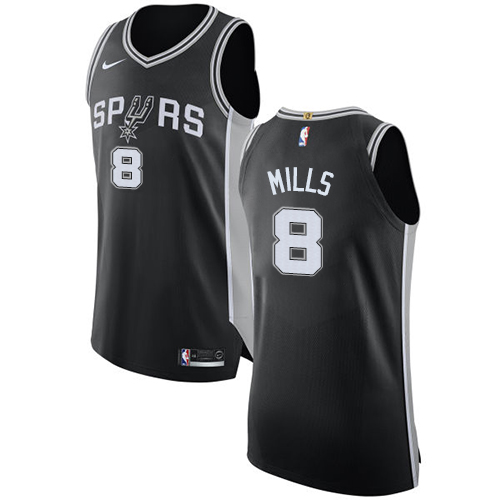 Men's Nike San Antonio Spurs #8 Patty Mills Authentic Black Road NBA Jersey - Icon Edition