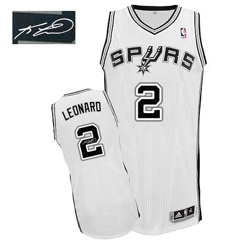 Men's Adidas San Antonio Spurs #2 Kawhi Leonard Authentic White Home Autographed NBA Jersey