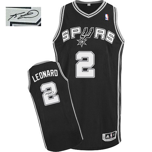 Men's Adidas San Antonio Spurs #2 Kawhi Leonard Authentic Black Road Autographed NBA Jersey