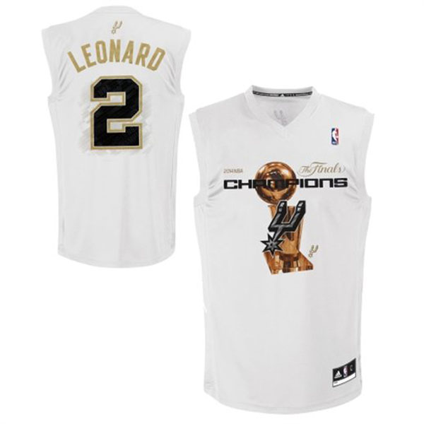Men's Adidas San Antonio Spurs #2 Kawhi Leonard Authentic White 2014 NBA Finals Champions NBA Jersey