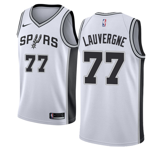 Men's Nike San Antonio Spurs #77 Joffrey Lauvergne Swingman White Home NBA Jersey - Association Edition