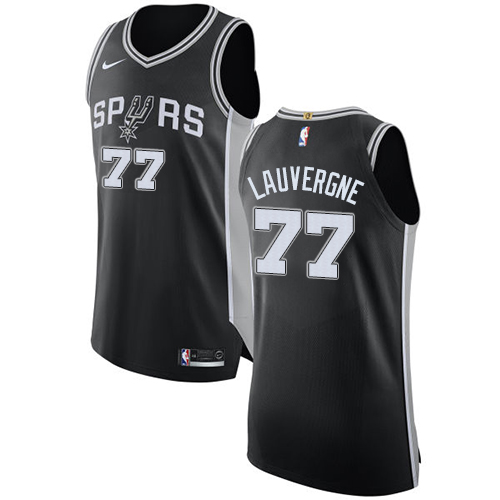 Men's Nike San Antonio Spurs #77 Joffrey Lauvergne Authentic Black Road NBA Jersey - Icon Edition