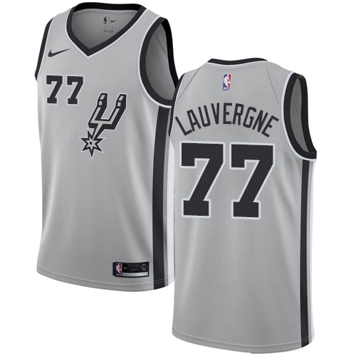 Men's Nike San Antonio Spurs #77 Joffrey Lauvergne Authentic Silver Alternate NBA Jersey Statement Edition