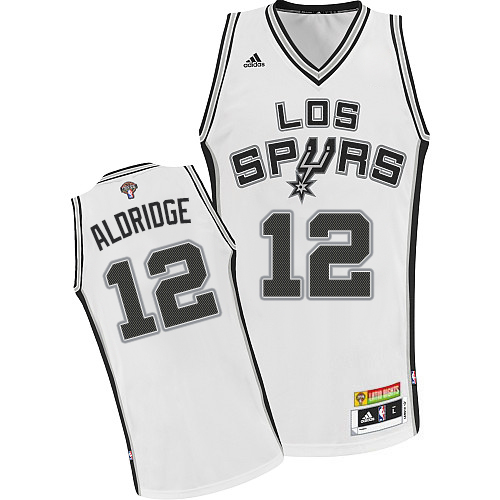 Men's Adidas San Antonio Spurs #12 LaMarcus Aldridge Authentic White Latin Nights NBA Jersey