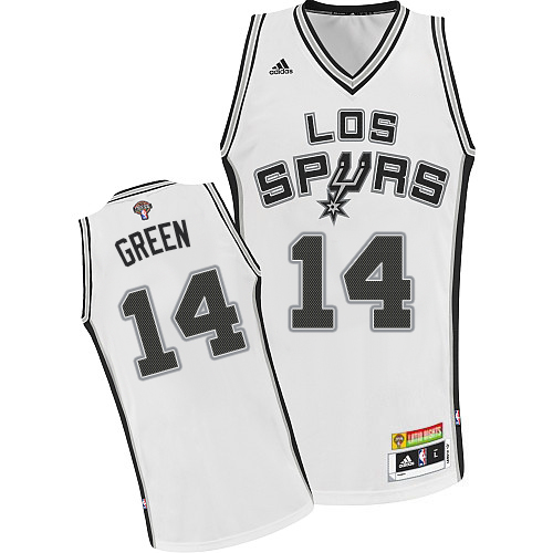 Men's Adidas San Antonio Spurs #14 Danny Green Authentic White Latin Nights NBA Jersey