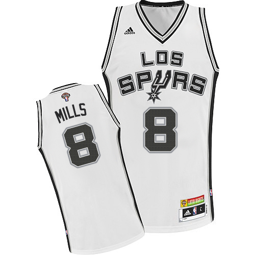 Men's Adidas San Antonio Spurs #8 Patty Mills Authentic White Latin Nights NBA Jersey