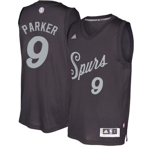 Men's Adidas San Antonio Spurs #9 Tony Parker Authentic Black 2016-2017 Christmas Day NBA Jersey