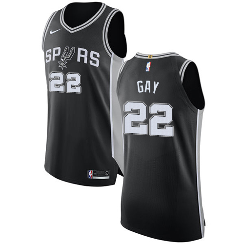 Youth Nike San Antonio Spurs #22 Rudy Gay Authentic Black Road NBA Jersey - Icon Edition