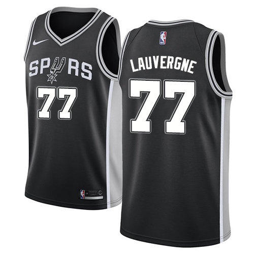 Women's Nike San Antonio Spurs #77 Joffrey Lauvergne Swingman Black Road NBA Jersey - Icon Edition