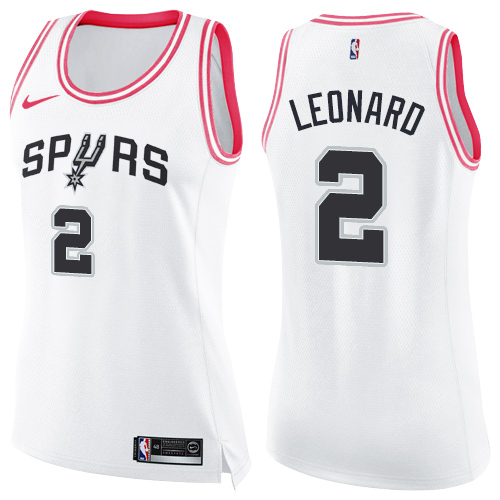 Women's Nike San Antonio Spurs #2 Kawhi Leonard Swingman White/Pink Fashion NBA Jersey