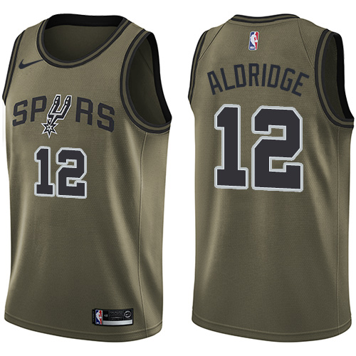 Men's Nike San Antonio Spurs #12 LaMarcus Aldridge Swingman Green Salute to Service NBA Jersey