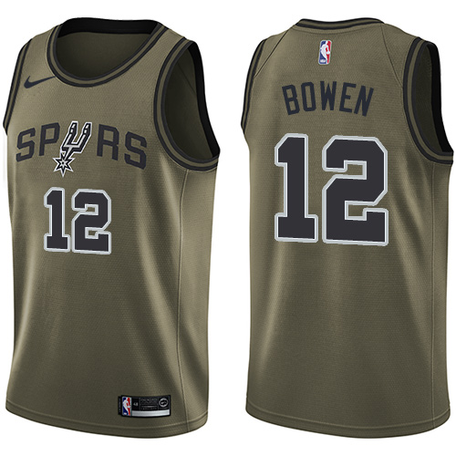 Youth Nike San Antonio Spurs #12 Bruce Bowen Swingman Green Salute to Service NBA Jersey