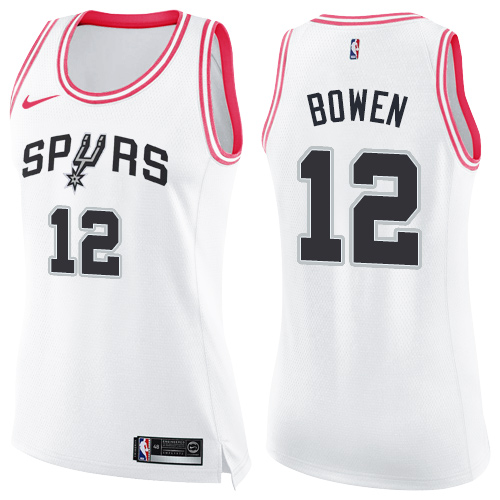 Women's Nike San Antonio Spurs #12 Bruce Bowen Swingman White/Pink Fashion NBA Jersey