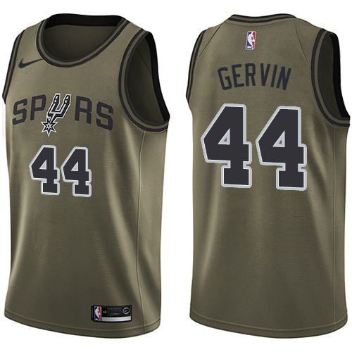 Men's Nike San Antonio Spurs #44 George Gervin Swingman Green Salute to Service NBA Jersey