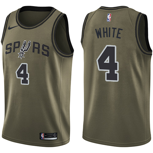 Men's Nike San Antonio Spurs #4 Derrick White Swingman Green Salute to Service NBA Jersey