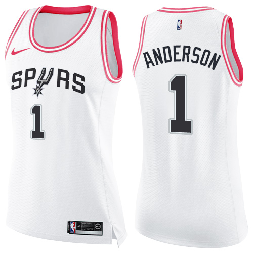 Women's Nike San Antonio Spurs #1 Kyle Anderson Swingman White/Pink Fashion NBA Jersey