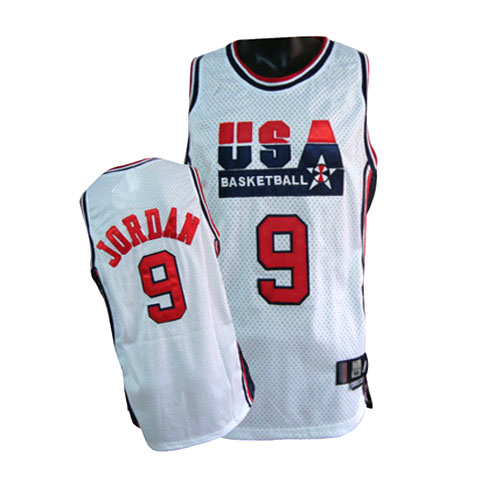 Men's Nike Team USA #9 Michael Jordan Authentic White Summer Olympics Basketball Jersey