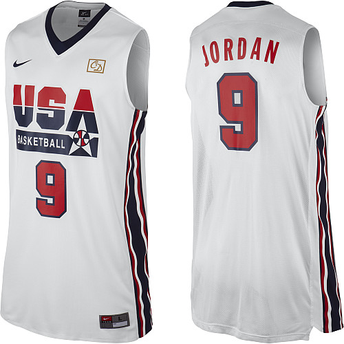 Men's Nike Team USA #9 Michael Jordan Authentic White 2012 Olympic Retro Basketball Jersey