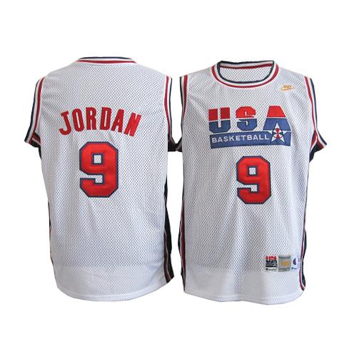 Men's Nike Team USA #9 Michael Jordan Swingman White Throwback Basketball Jersey
