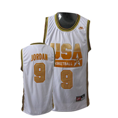 Men's Nike Team USA #9 Michael Jordan Authentic Red Gold No. Basketball Jersey