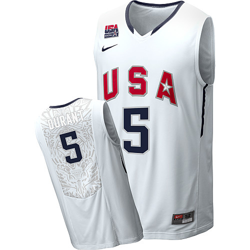 Men's Nike Team USA #5 Kevin Durant Authentic Navy Blue 2010 World Basketball Tournament Jersey