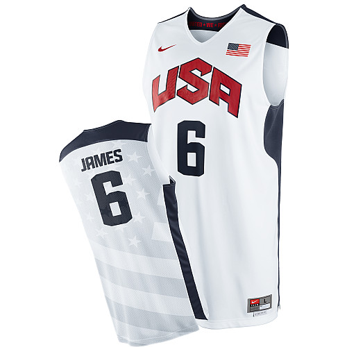 Men's Nike Team USA #6 LeBron James Authentic White 2012 Olympics Basketball Jersey