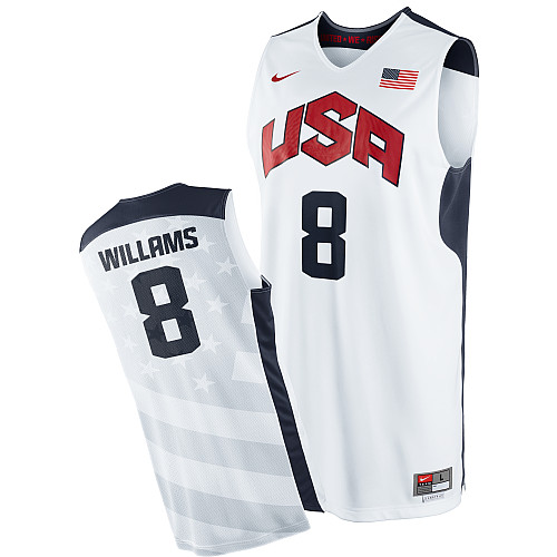 Men's Nike Team USA #8 Deron Williams Authentic White 2012 Olympics Basketball Jersey