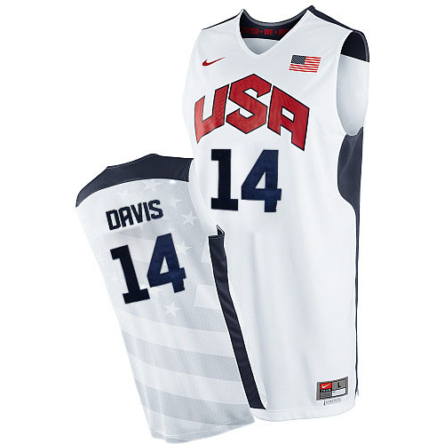 Men's Nike Team USA #14 Anthony Davis Authentic White 2012 Olympics Basketball Jersey