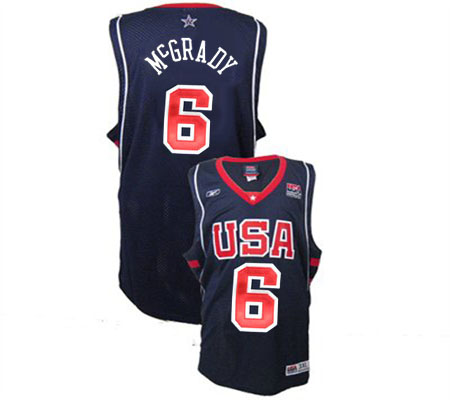 Men's Nike Team USA #6 Tracy McGrady Swingman Navy Blue Summer Olympics Basketball Jersey