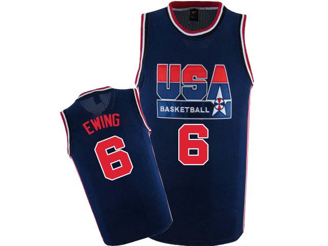Men's Nike Team USA #6 Patrick Ewing Authentic Navy Blue 2012 Olympic Retro Basketball Jersey
