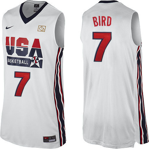 Men's Nike Team USA #7 Larry Bird Swingman White 2012 Olympic Retro Basketball Jersey