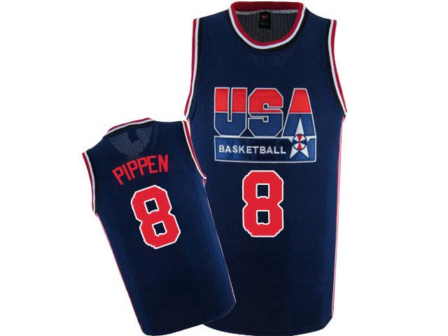 Men's Nike Team USA #8 Scottie Pippen Authentic Navy Blue 2012 Olympic Retro Basketball Jersey