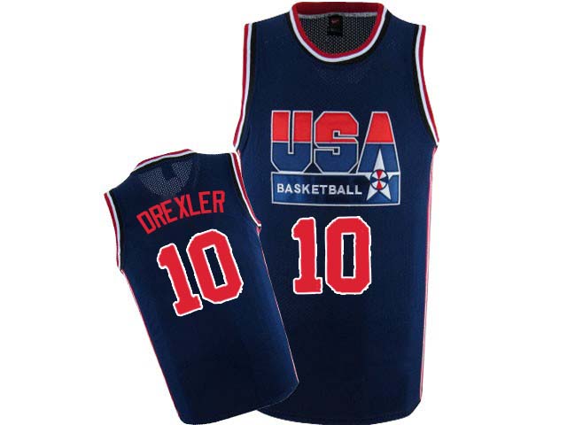 Men's Nike Team USA #10 Clyde Drexler Swingman Navy Blue 2012 Olympic Retro Basketball Jersey