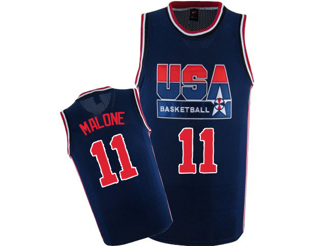 Men's Nike Team USA #11 Karl Malone Swingman Navy Blue 2012 Olympic Retro Basketball Jersey