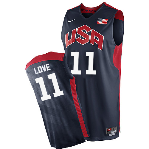 Men's Nike Team USA #11 Kevin Love Authentic Navy Blue 2012 Olympics Basketball Jersey
