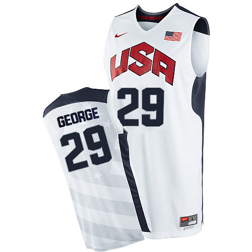 Men's Nike Team USA #29 Paul George Authentic White 2012 Olympics Basketball Jersey