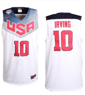 Men's Nike Team USA #10 Kyrie Irving Authentic White 2014 Dream Team Basketball Jersey