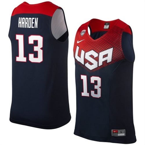 Men's Nike Team USA #13 James Harden Authentic Navy Blue 2014 Dream Team Basketball Jersey