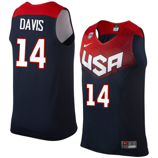 Men's Nike Team USA #14 Anthony Davis Authentic Navy Blue 2014 Dream Team Basketball Jersey